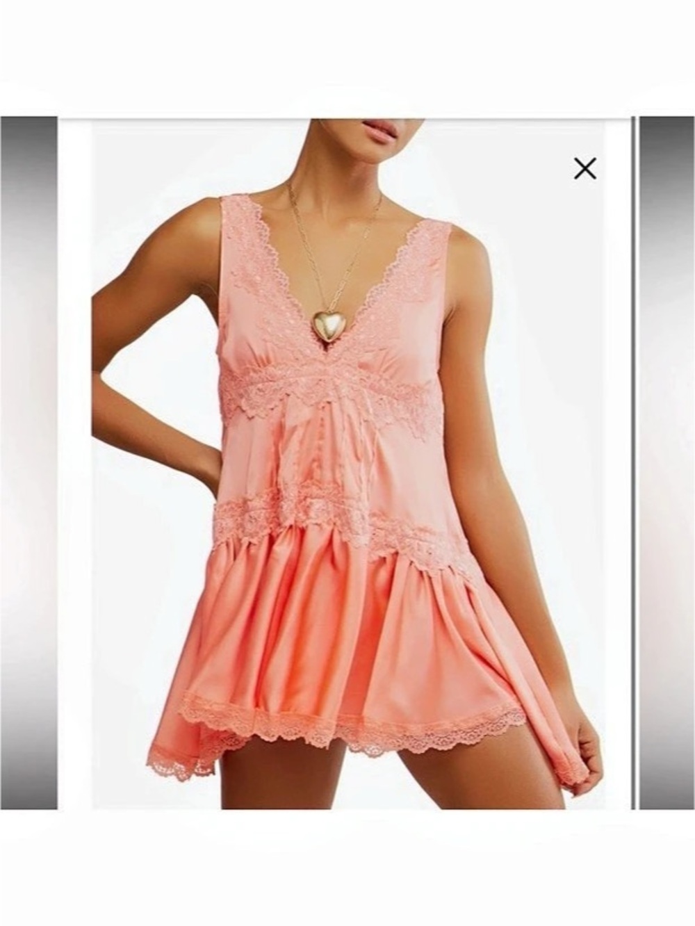 Free People In The Groove Mini Slip Dress Coral